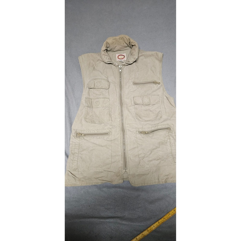 Vintage Banana Republic Safari Utility Vest Khaki Cotton Multi-Pocket Large